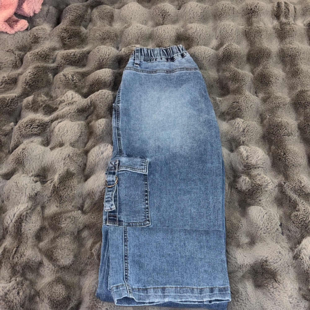 Generation Love Medium Blue Straight-Leg Cargo Jeans
